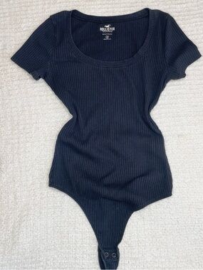 Hollister Black Ribbed Scoop Bodysuit